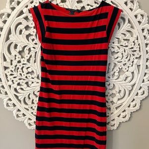 French Connection Women’s Navy and Red Striped Dress